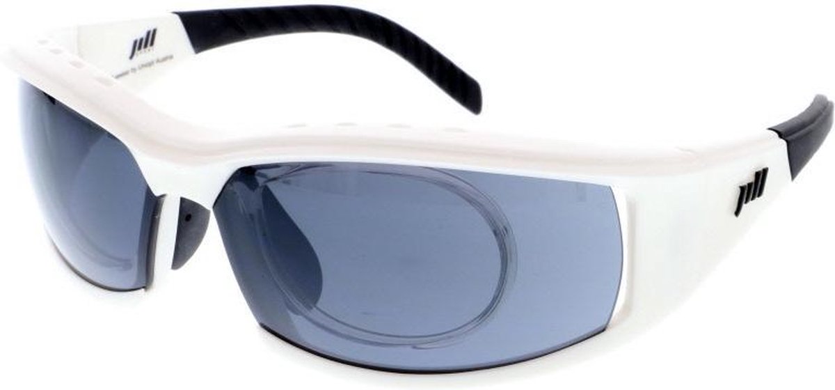 Jill Sport Sportzonnebril Unisex Rechthoekig Cat. 3. Wit/blauwgrijs