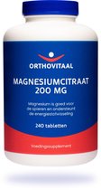 Orthovitaal - Magnesiumcitraat 200 mg - 240 tabletten - Mineralen - vegan - voedingssupplement