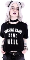 Restyle Crop top -XS- Wanna raise some hell Zwart