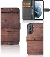 Leuk Case Geschikt voor Samsung Galaxy S21 FE Hoesje Old Wood