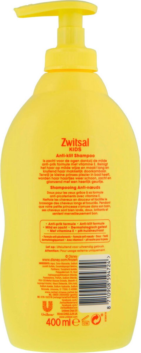 Zwitsal Frozen Zeepvrij Anti-Klit Babyshampoo - 6 x 400 ml - Voordeelverpakking van Zwitsal — afbeelding 5