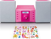 Lenco MC-013 - Stereo set met CD speler, AUX en stickersset - Roze