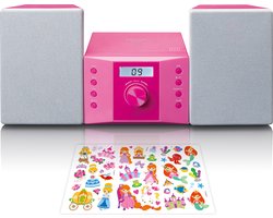 Lenco MC-013 - Stereo set met CD speler, AUX en stickersset - Roze