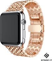 Stalen Smartwatch bandje - Geschikt voor Apple Watch stalen draak bandje - rosé goud - Strap-it Horlogeband / Polsband / Armband - Maat: 38mm & 40mm