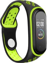 Siliconen Smartwatch bandje - Geschikt voor  Xiaomi Mi Band 3 -/4 sport bandje - zwart/groen - Horlogeband / Polsband / Armband