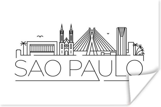 Vue de la ville de Sao Paulo avec un fond blanc 90x60 cm