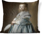 Sierkussens - Kussen - Portret van een meisje in het blauw - Johannes Cornelisz Verspronck - 50x50 cm - Kussen van katoen