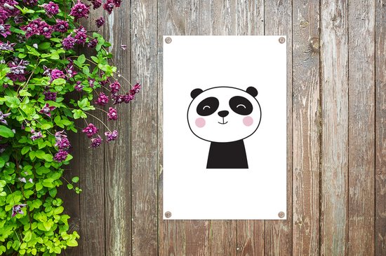 Illustration panda sur fond blanc affiche de jardin toile en vrac 60x90 cm - toile de jardin / toile d'extérieur / Peintures pour l'extérieur (décoration de jardin)