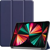 Hoes Geschikt voor iPad Pro 2021 (12,9 inch) Hoes Luxe Hoesje Book Case - Hoesje Geschikt voor iPad Pro 12,9 inch (2021) Hoes Cover - Donkerblauw