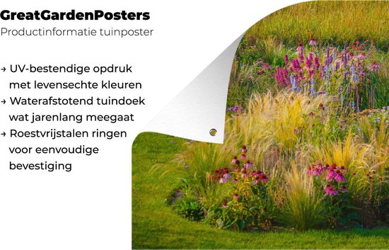 Herbe ornementale avec fleurs colorées 120x80 cm