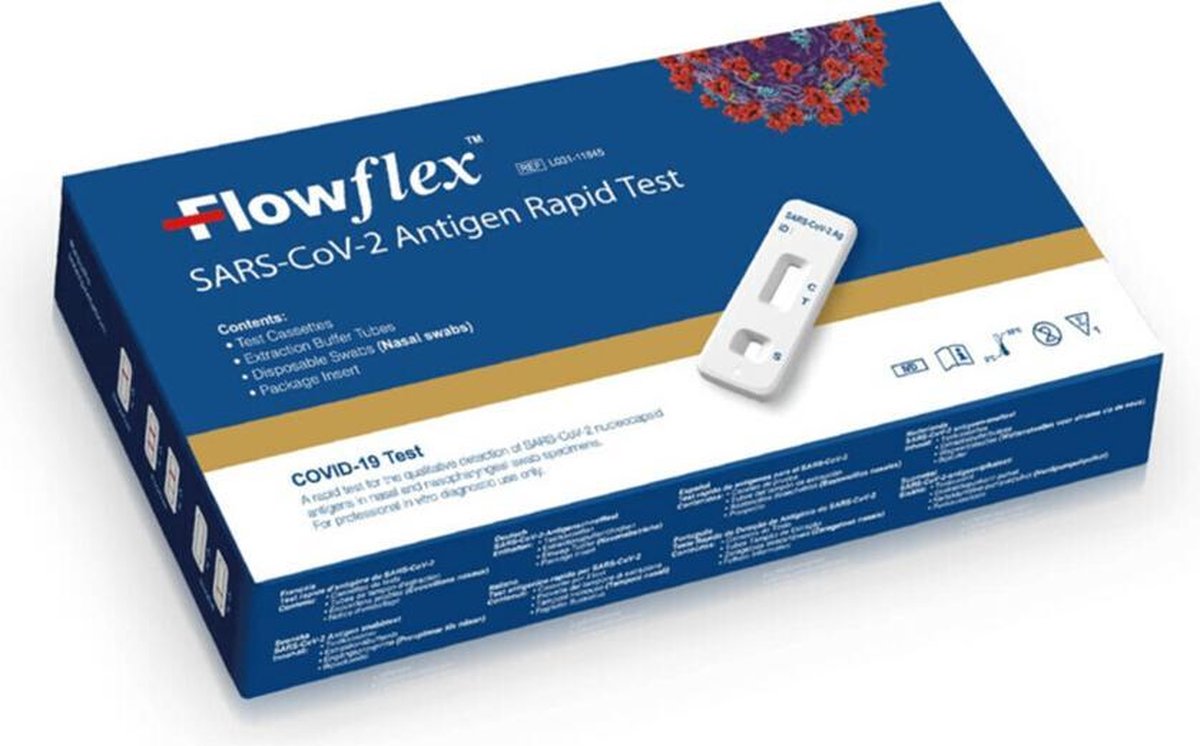 5 stuks FLOWFLEX ZELFTEST SINGLE PACKED corona ( covid 19 ) corona zelftest / sneltest 5 STUKS - Sar