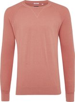 Magnus | Pullover rib mouw roze katoen/kasjmier