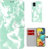 Voor Samsung Galaxy A51 5G Cloud Fog Patroon Horizontale Flip Lederen Case met Houder & Kaartsleuf & Portemonnee (Mintgroen)