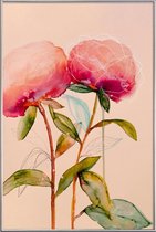 JUNIQE - Poster met kunststof lijst Peonies 1 -30x45 /Ivoor & Roze