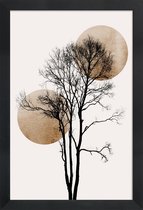 JUNIQE - Poster in houten lijst Sun And Moon Hiding Gold -20x30 /Ivoor
