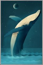 JUNIQE - Poster met kunststof lijst Vintage bultrugwalvis -30x45