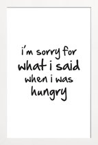 JUNIQE - Poster in houten lijst hungry -30x45 /Zwart