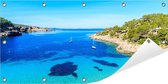 Tuinposter Ibiza 100 x 50 cm incl. Metalen ringen - (Buitenposter - Tuindoek - Buitencanvas - Schilderijen voor buiten - tuin decoratie)