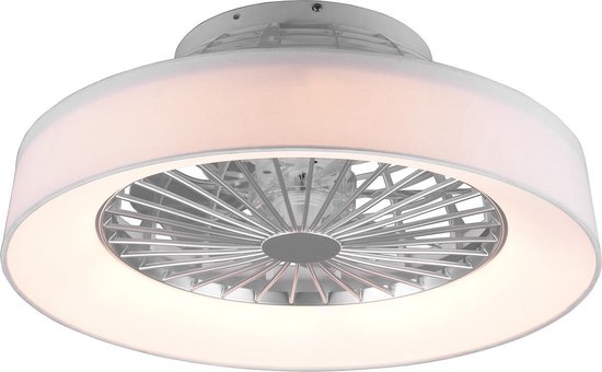 LED Plafondlamp met Ventilator - Plafondventilator - Trion Farali - 30W - Aanpasbare Kleur - Afstandsbediening - Dimbaar - Rond - Mat Wit - Kunststof