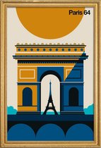 JUNIQE - Poster met houten lijst Paris 64 -20x30 /Geel & Ivoor