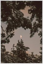 JUNIQE - Poster met kunststof lijst The Moon -13x18 /Blauw & Grijs