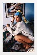 JUNIQE - Poster in houten lijst Girl with Pearl Earring Double -40x60