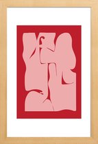 JUNIQE - Poster met houten lijst Abstract -13x18 /Rood & Roze