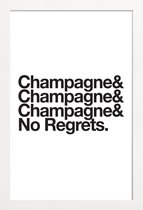 JUNIQE - Poster in houten lijst Champagne & Regrets -40x60 /Wit &