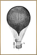 JUNIQE - Poster met kunststof lijst Air Balloon -30x45 /Wit & Zwart