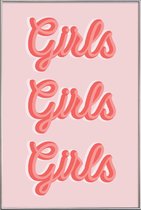 JUNIQE - Poster met kunststof lijst Girls Girls Girls -40x60 /Roze
