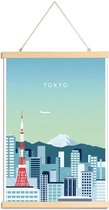 JUNIQE - Posterhanger Retro Tokio -40x60 /Turkoois