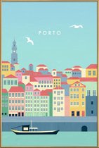JUNIQE - Poster met kunststof lijst Porto - retro -13x18 /Kleurrijk