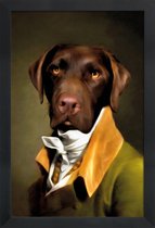 JUNIQE - Poster met houten lijst Teun – Aristocratische Hond -13x18