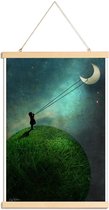 JUNIQE - Posterhanger Chasing The Moon -20x30 /Grijs & Groen