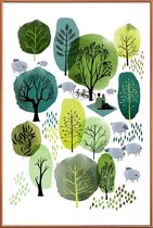 JUNIQE - Poster met kunststof lijst Spring Forest -40x60 /Groen