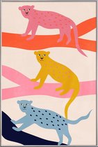JUNIQE - Poster met kunststof lijst Leopard Tree -40x60 /Kleurrijk