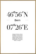 JUNIQE - Poster met kunststof lijst Coördinaten Bern -30x45 /Wit &