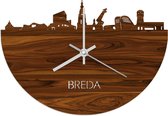 Skyline Klok Breda Palissander hout - Ø 40 cm - Woondecoratie - Wand decoratie woonkamer - WoodWideCities