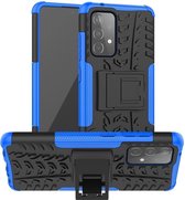 Rugged Kickstand Back Cover - Samsung Galaxy A52 / A52s Hoesje - Blauw