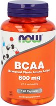 Now - BCAA 800 mg (Branched Chain Amino Acids) (120 capsules) - Aminozuren