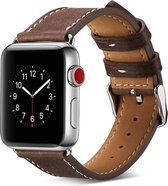 Apple Watch 42/44MM Leren Bandje - Leer - Horloge Bandje - Polsband - Kunstleer - Apple Watch 1 / 2 / 3 / 4 / 5 / 6 / SE - Donkerbruin