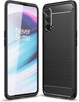 Voor OnePlus Nord CE 5G Geborstelde Textuur Carbon Fiber TPU Case (Zwart)