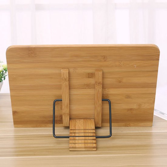 Decopatent Luxe Boekenstandaard Van Bamboe Hout - Boekenhouder Voor Tablet   Kookboek   Koekboekstandaard In Keuken   Boekensteun