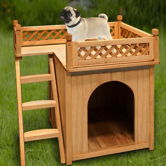 Cadoca Kattenhuis - Balkon Buiten 2 Verdiepingen 53,5x54,5x64,5cm - Hout