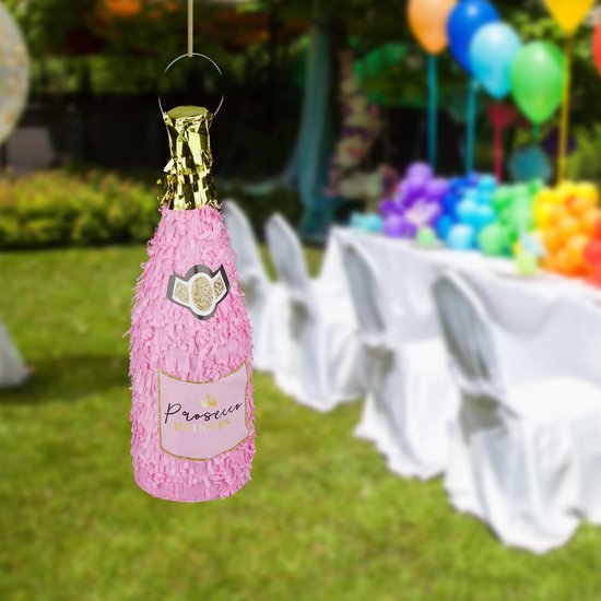 Pinata Bouteille Champagne Princesse Rose-Doré - Jeu De Fête à Remplir