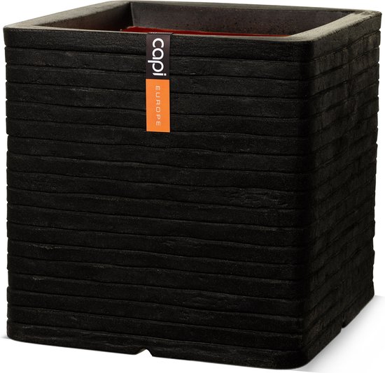 Capi Nature Rib NL pot vierkant Antraciet - 40x40x40cm