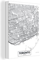 Toile Peintures Carte - Toronto - Canada - Minimalisme - 30x40 cm - Décoration murale