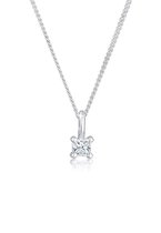 Elli PREMIUM Dames Halsketting Dames Solitaire Hanger Vierkant Elegant met Diamant (0,1 ct.) in 925 Sterling Zilver