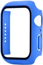 Hoesje geschikt voor Apple Watch 44MM - Hardcase - Screenprotector - Kunststof - Blauw