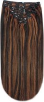 Remy Human Hair extensions straight 16 - zwart / rood 1B/30